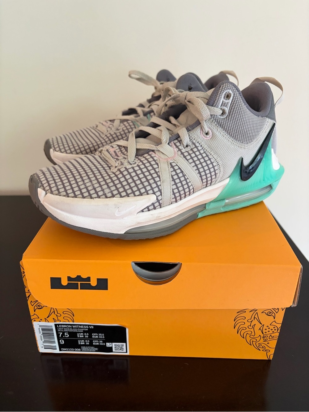 Nike Men’s Grey and Teal Basketball Sneakers